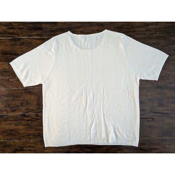 Charter Club Cable Knit Sweater Top Short Sleeve Cream/Ivory Size L Rayon Blend - Picture 6 of 6